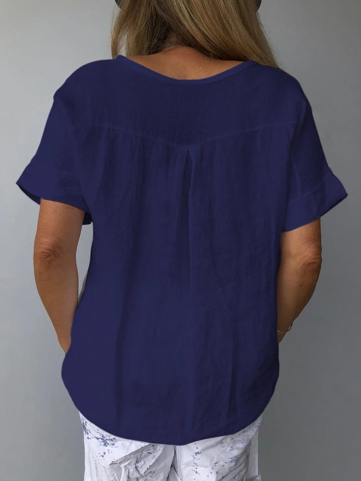 Emilia Botanical Linen Blouse