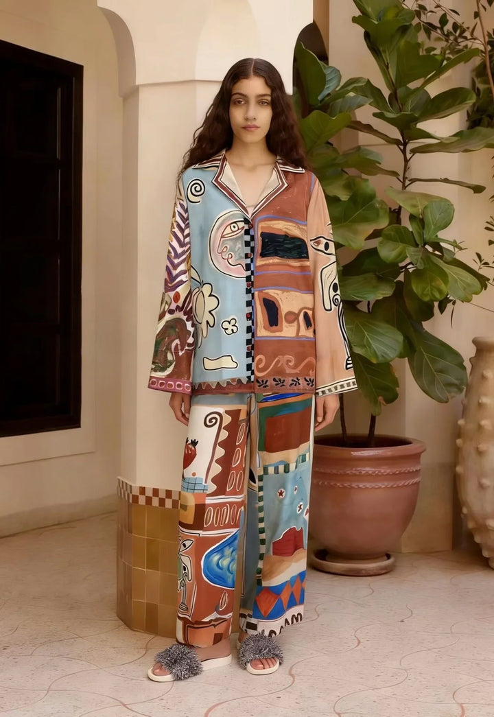 Aliyah Abstract Print Trouser Set