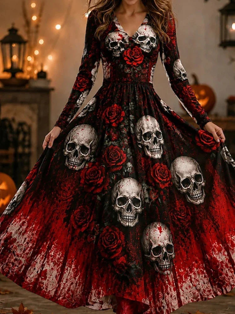 Halloway Skeleton Print Maxi Dress