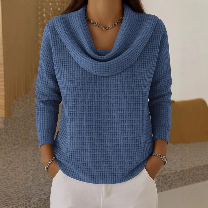 Marlowe Cowl Neck Waffle Top