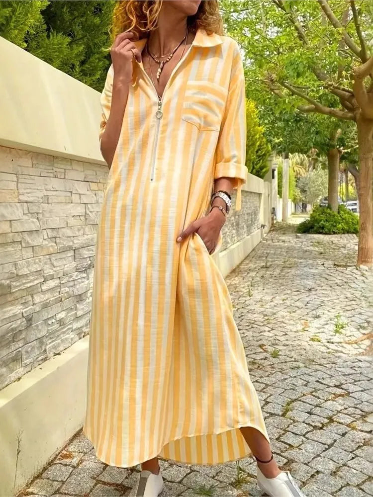Layla Striped Maxi Shirt Dress