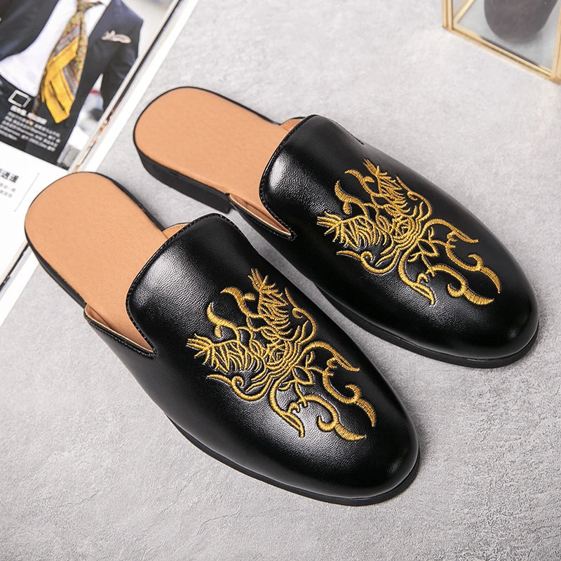 Ian Embroidered Mule Loafers