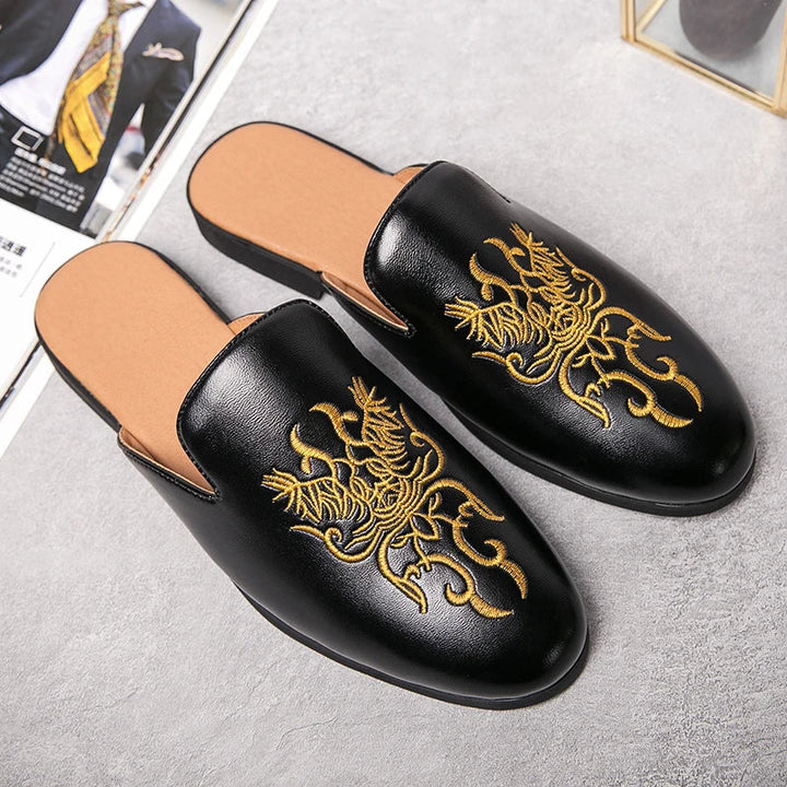 Ian Embroidered Mule Loafers