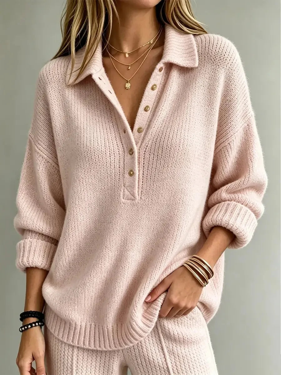 Georgia Button Neck Polo Sweater