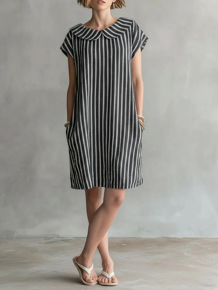 Elvion Striped Peter Pan Collar Mini Dress