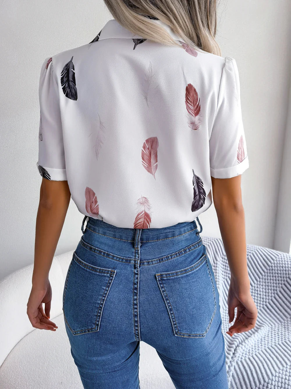 Angel Feather Print Blouse