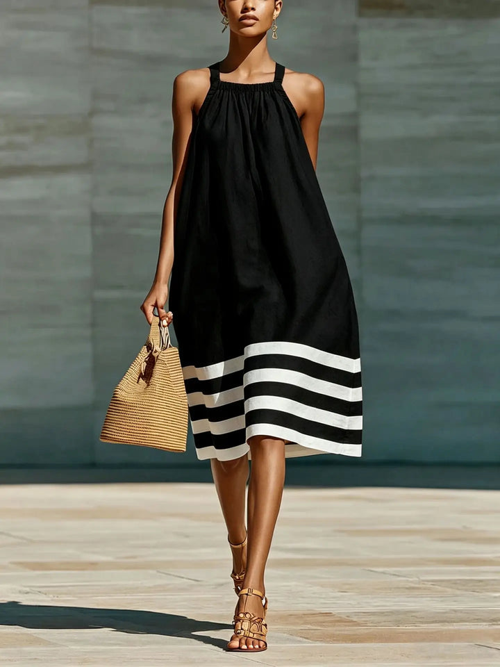 Maralyn Striped Boho Midi Dress