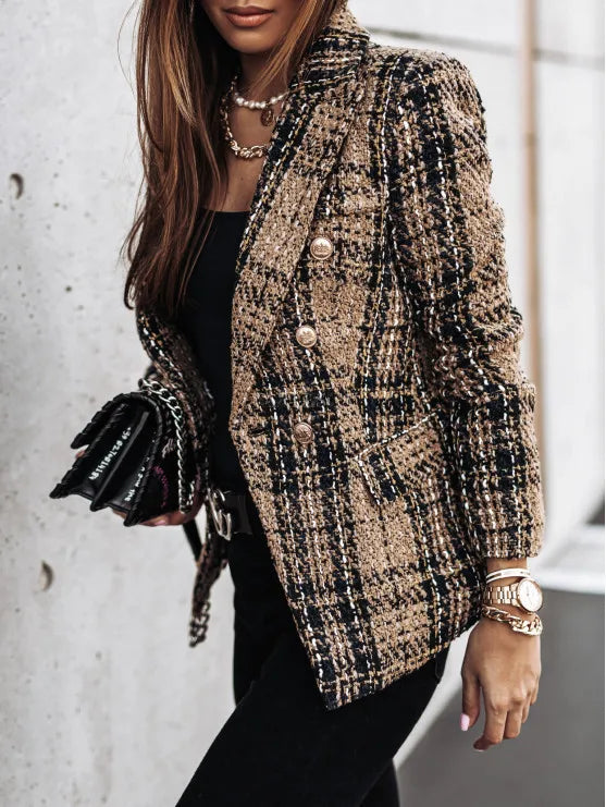 Odalise Double Breasted Plaid Blazer
