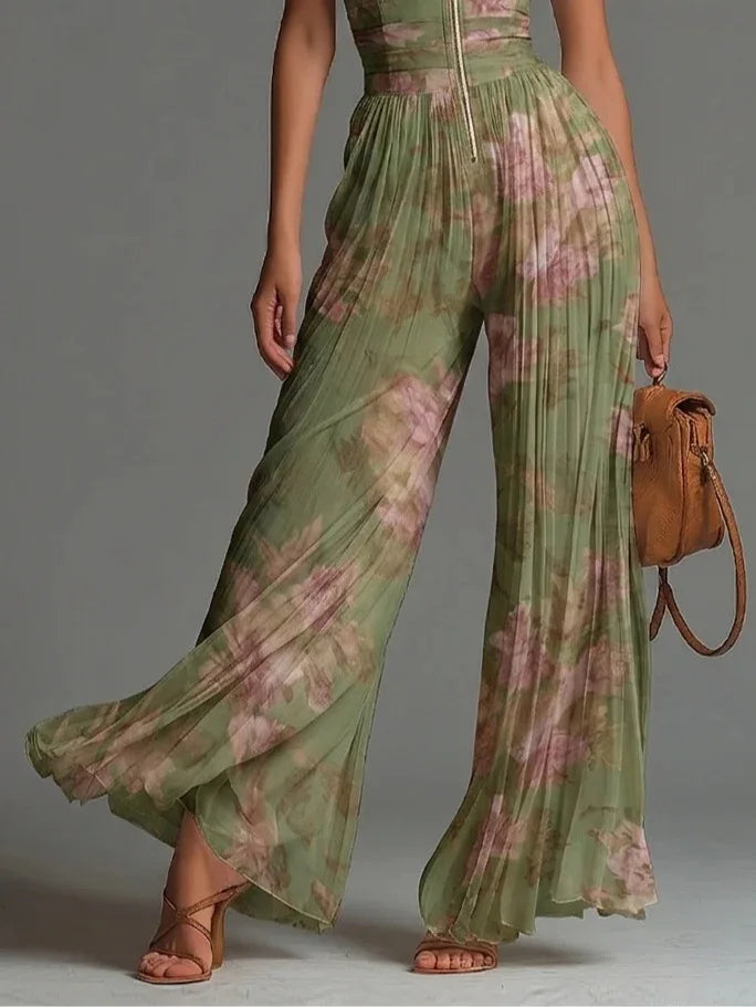 Sabrina Pleated Wide Leg Jumpsuit