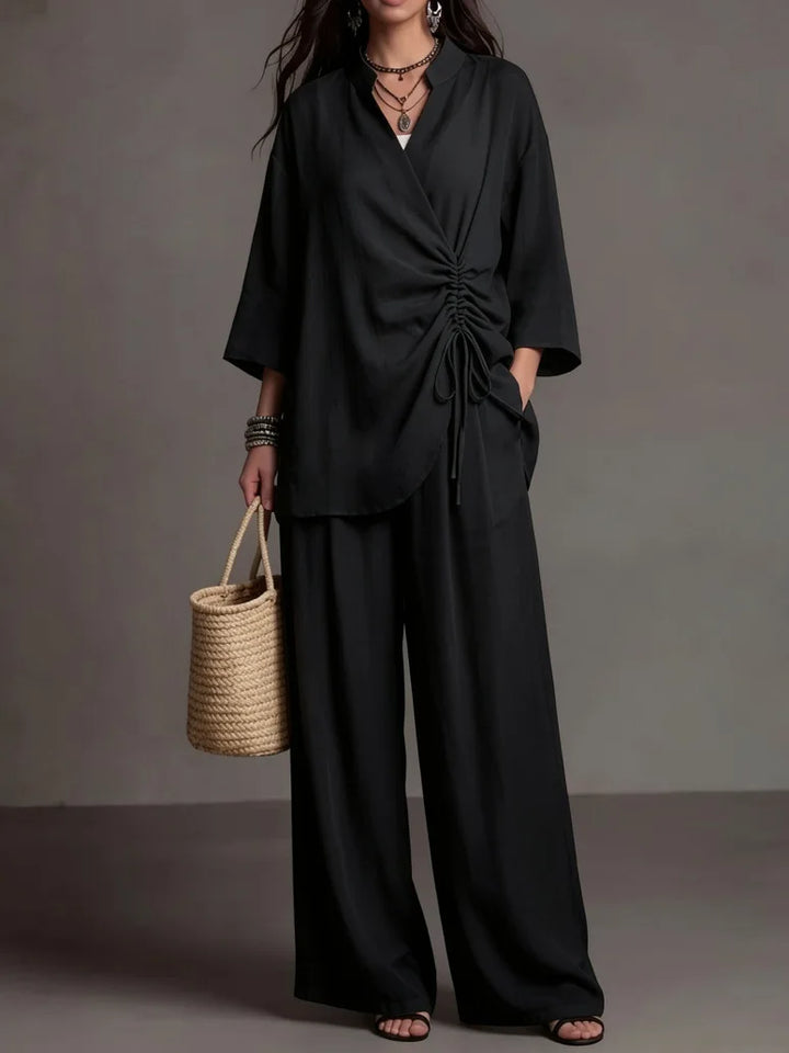 Madina Drawstring Wide Leg Trouser Set