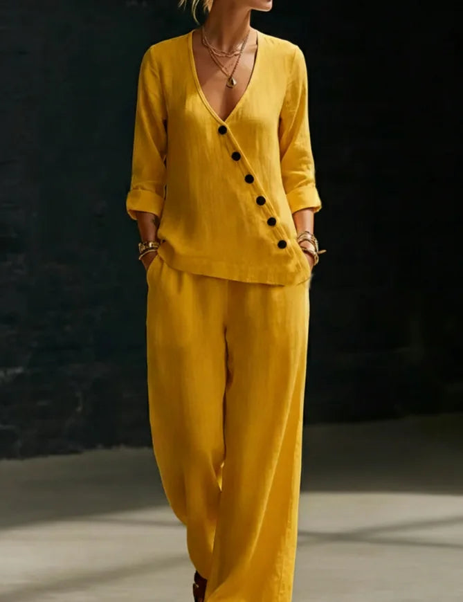 Amberline Relaxed Wide Leg Pant Set