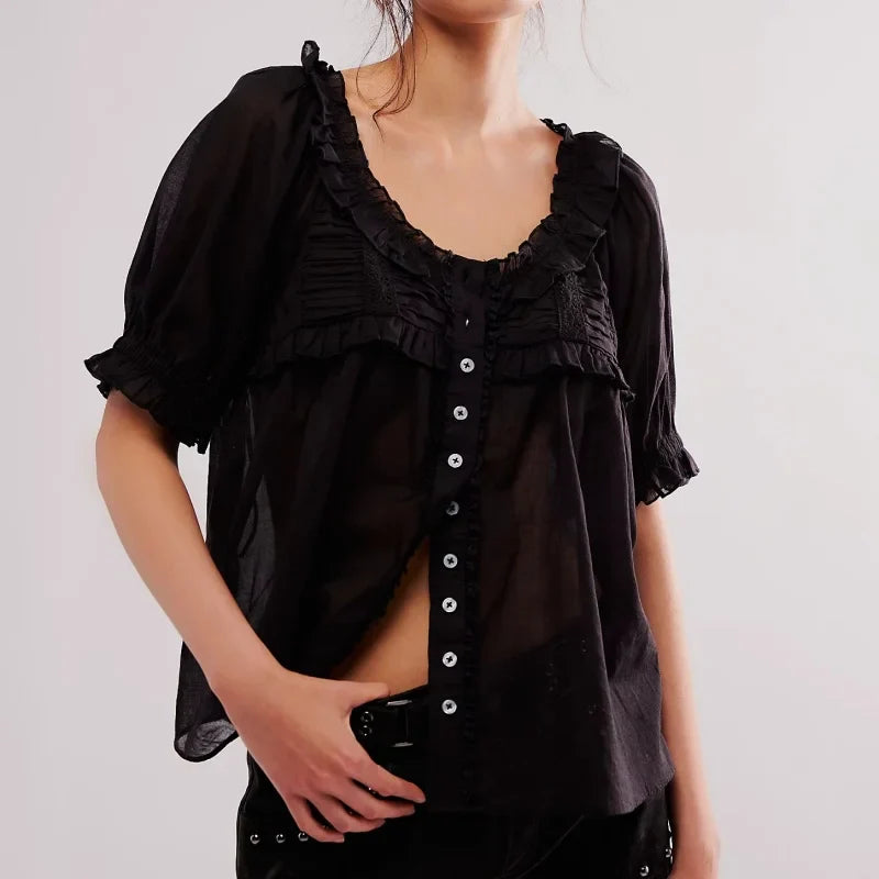 Kaylee Trim Scoop Neck Blouse