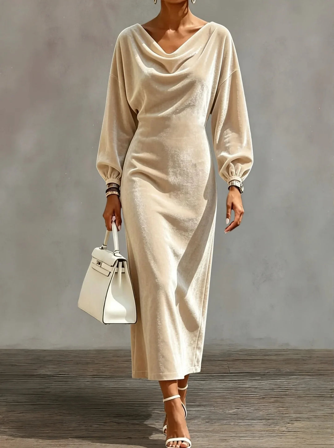 Sabine Cowl Neck Velvet Dress