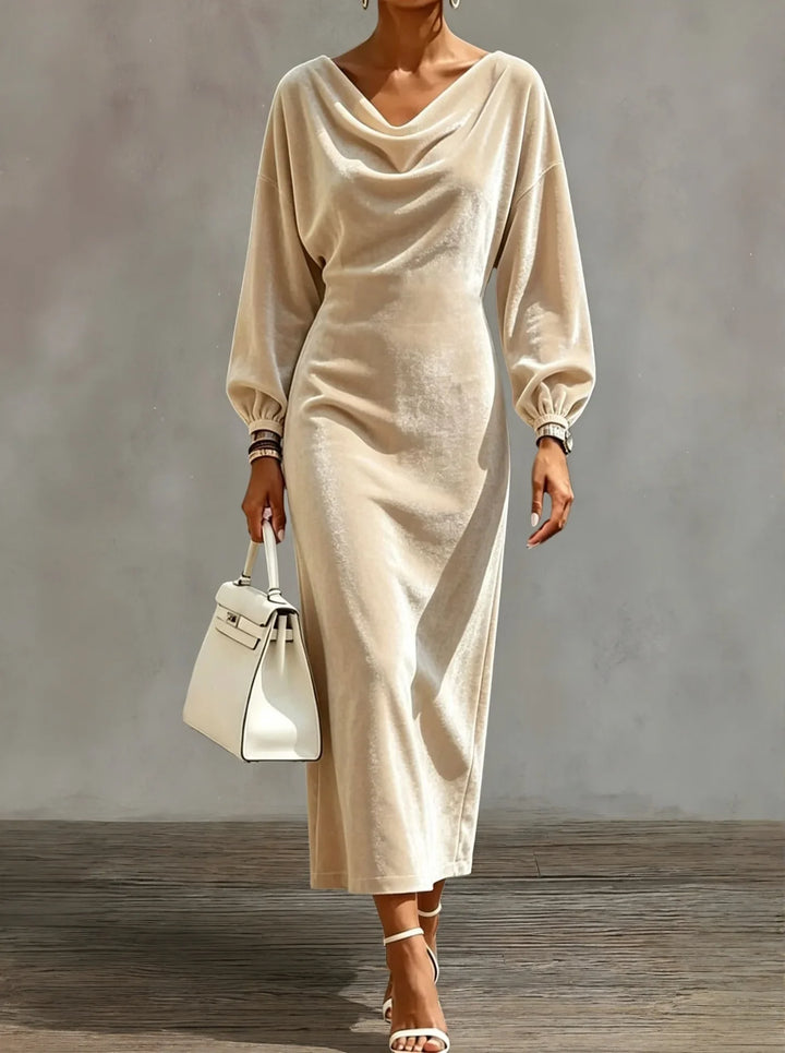 Sabine Cowl Neck Velvet Dress