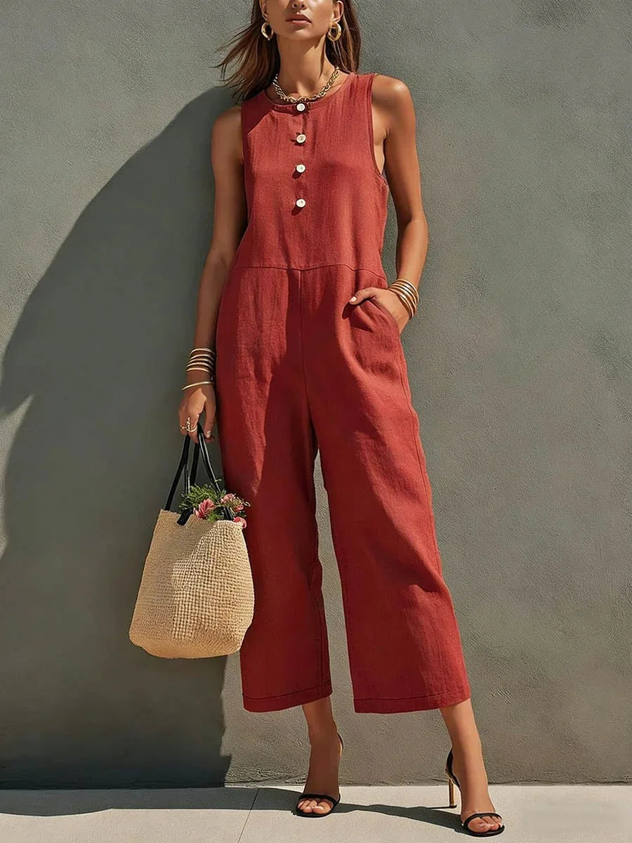 Danica Wide Leg Linen Jumpsuit