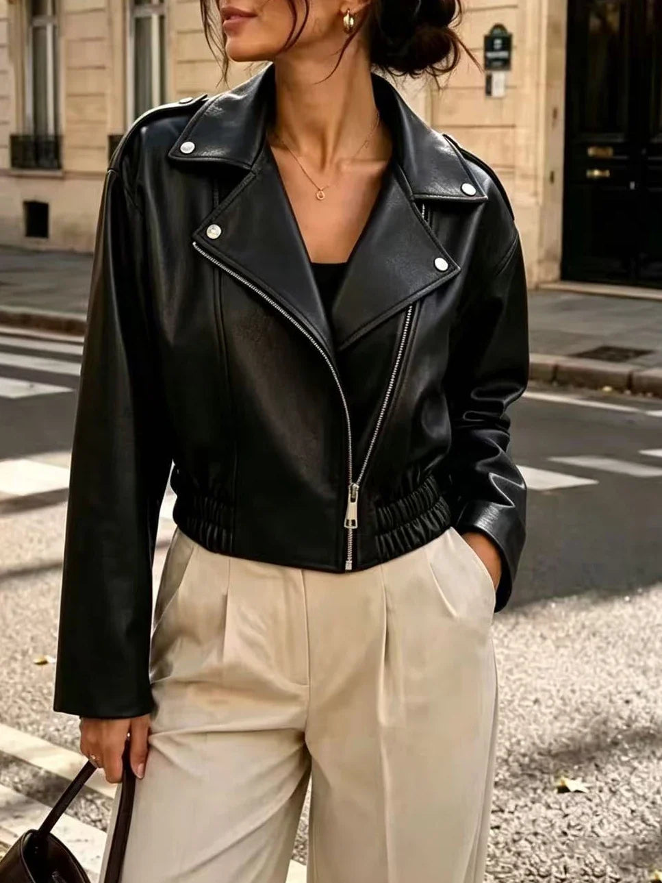Estelle Cropped Moto Jacket