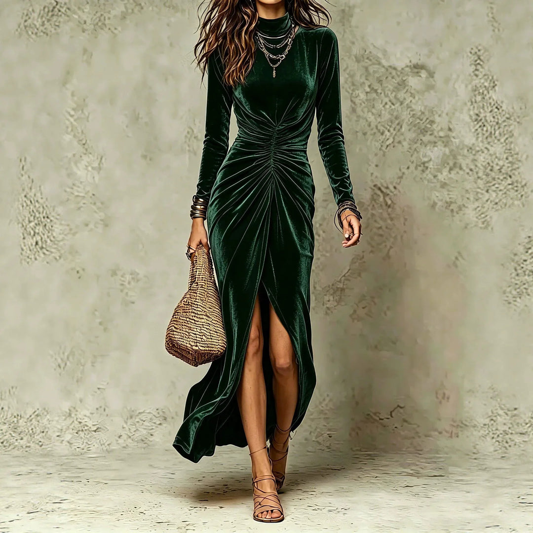 Savrani Mock Neck Maxi Dress