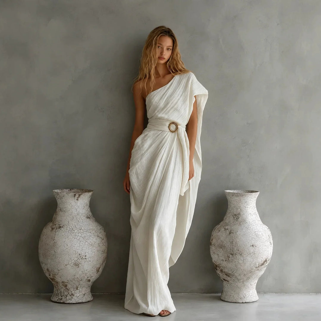 Arianell Elegant One Shoulder High Waist Maxi Dress
