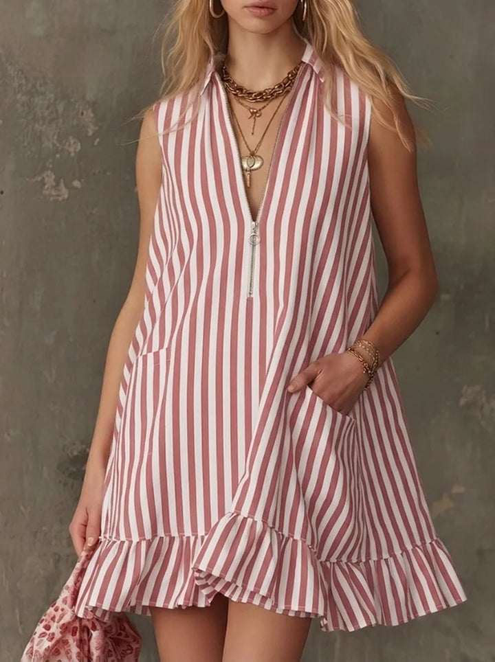 Demetria Flowy Ruffle Hem Mini Dress