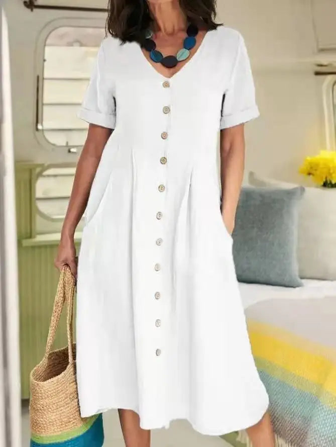 Avery Button Front Midi Dress