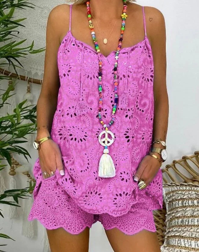 Josiane Soft Ruffled Embroidery Casual Set