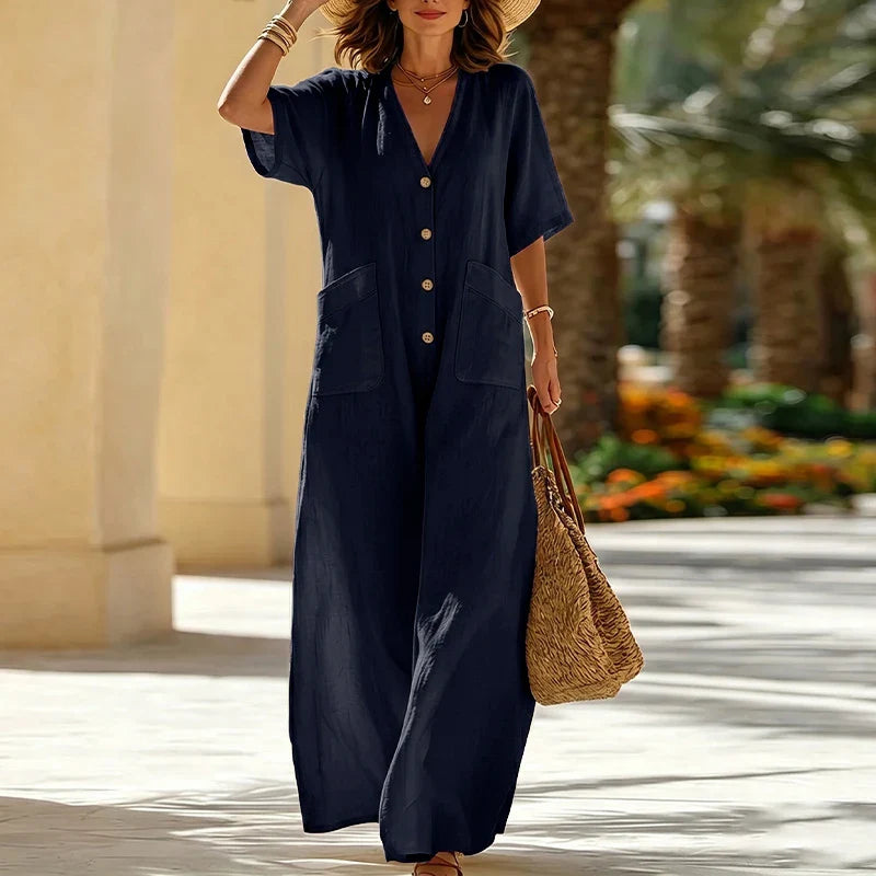 Elysia Relaxed Short Sleeve Casual Jumpsuit