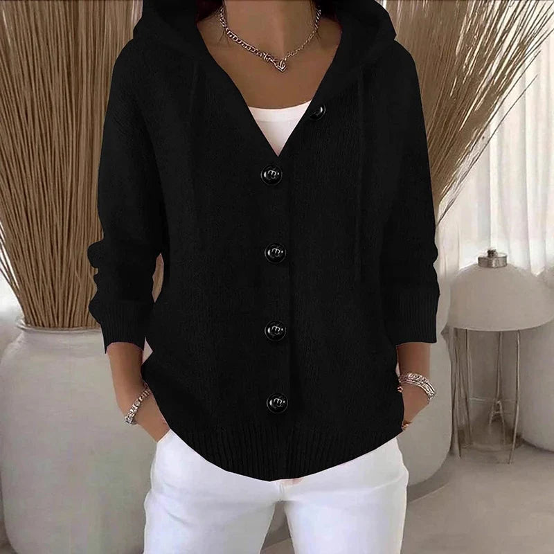 Elara Drawstring Hood Cardigan