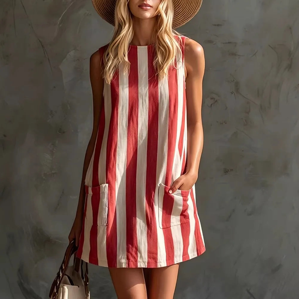 Yasmine Striped Sleeveless Mini Dress