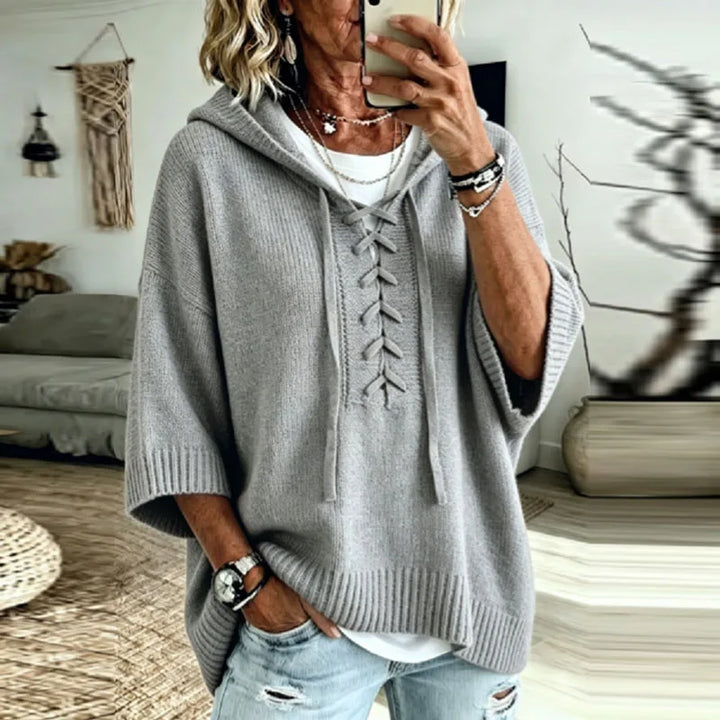 Mollie Lace Up Hooded Pullover