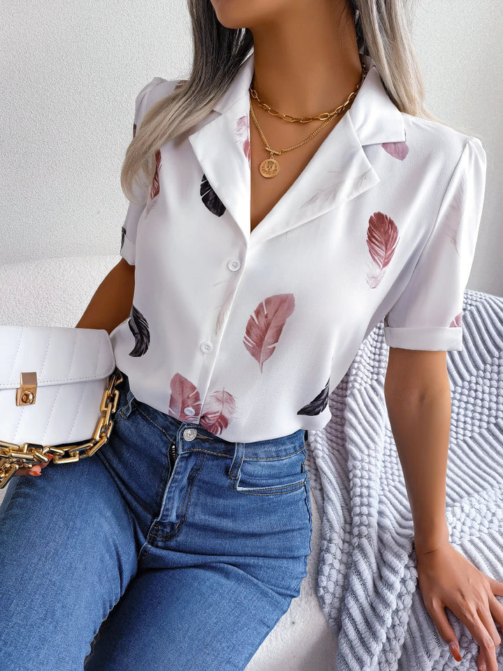 Angel Feather Print Blouse