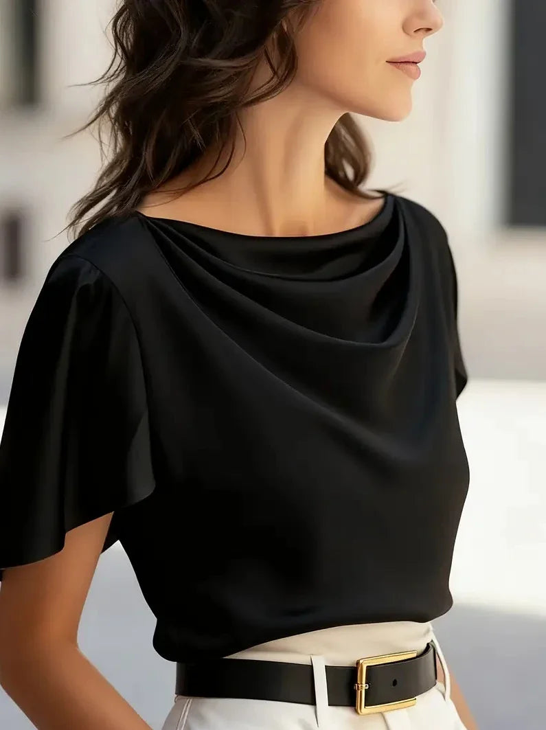 Sabria Draped Cowl Neck Blouse