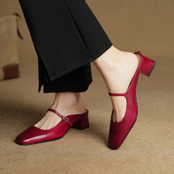 Greta Genuine Leather Mules