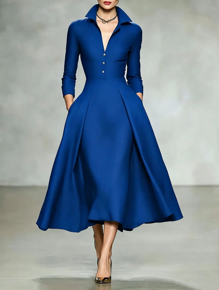 Melanie Elegant Lapel Midi Dress