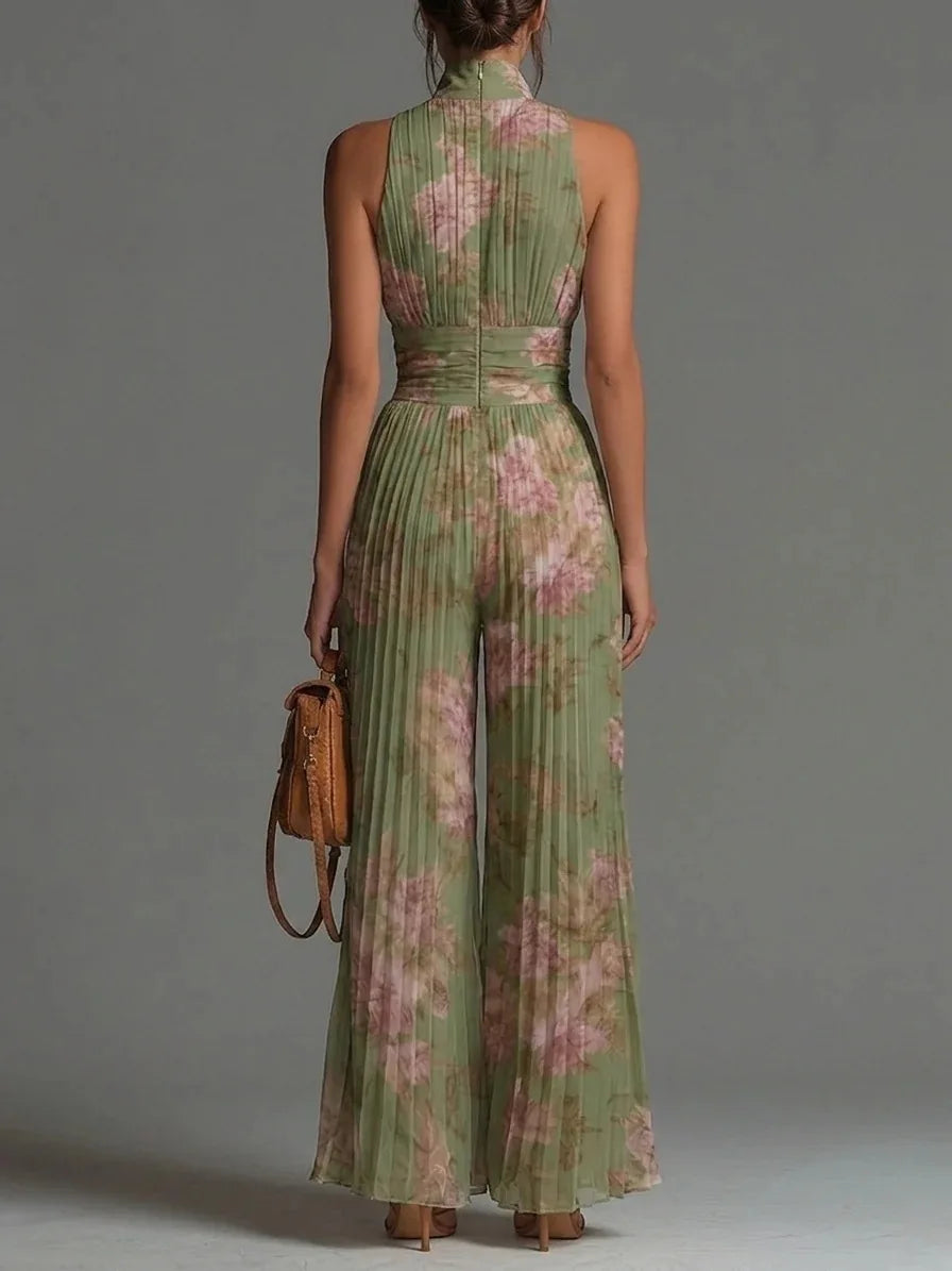 Sabrina Pleated Wide Leg Jumpsuit