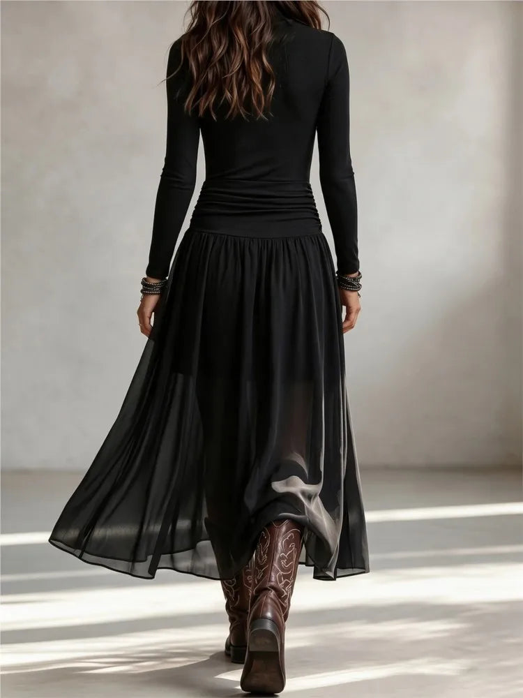 Larissa Ruched Mock Neck Dress