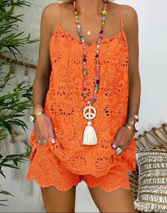 Josiane Soft Ruffled Embroidery Casual Set