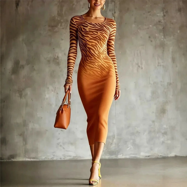 Savannah Zebra Pattern Midi Dress