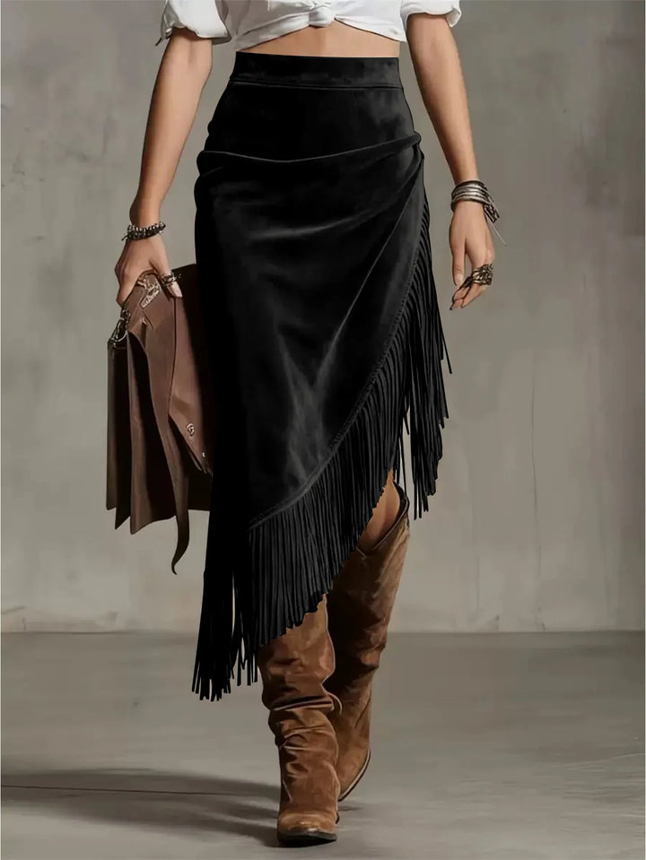 Avery Retro Suede Midi Skirt