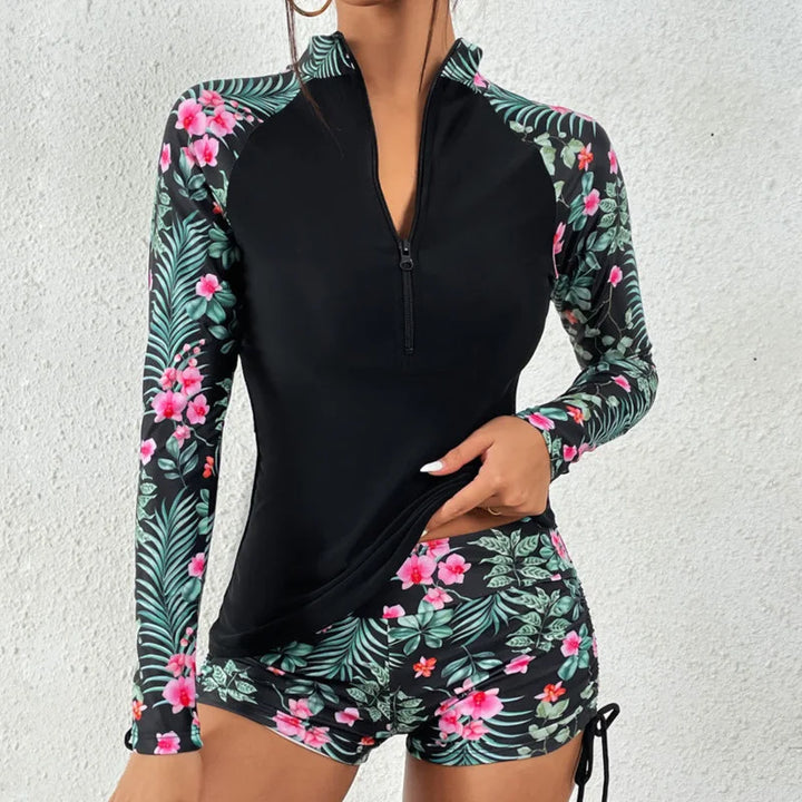 Everly Zip Rash Guard Set