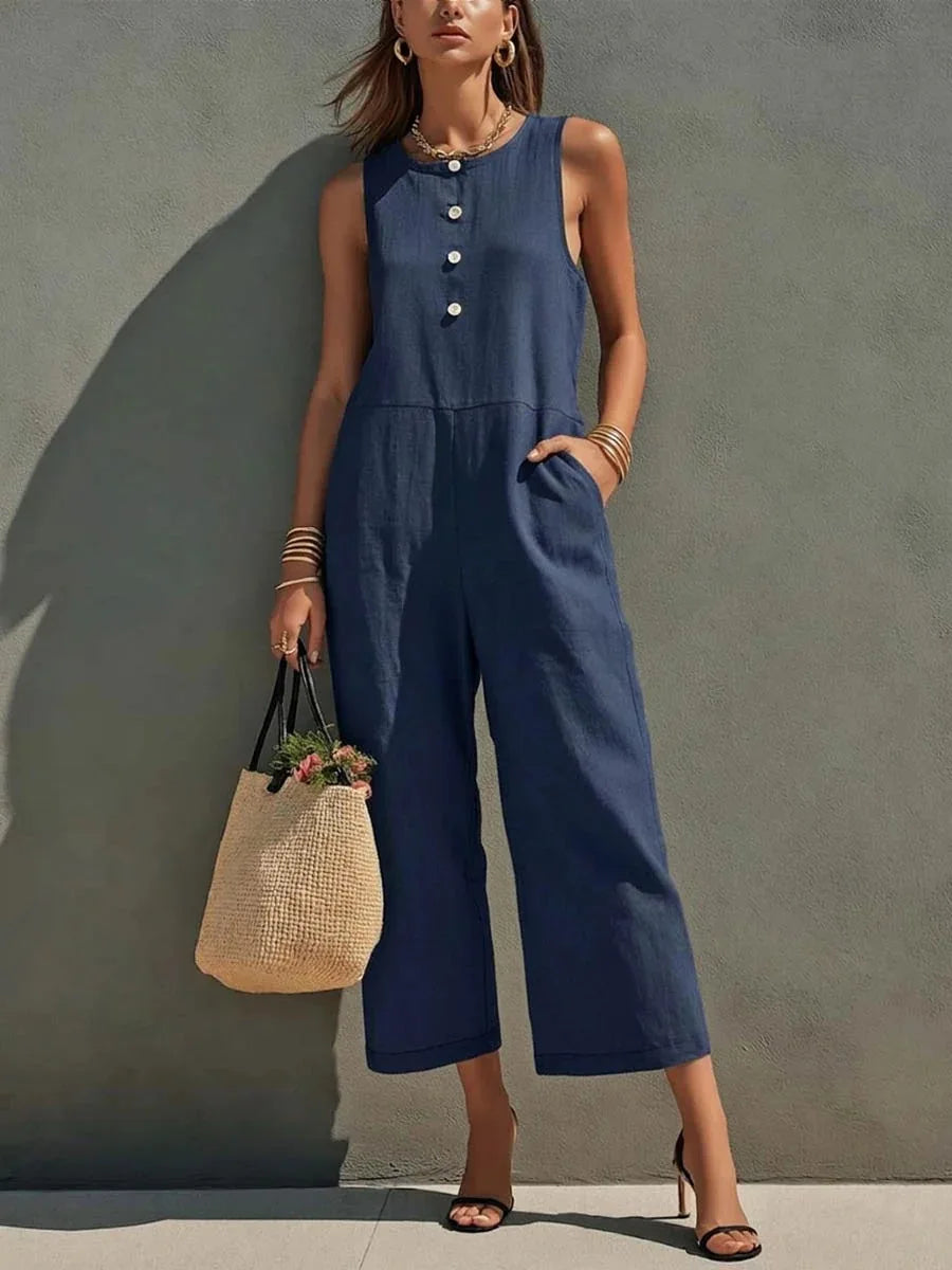 Danica Wide Leg Linen Jumpsuit