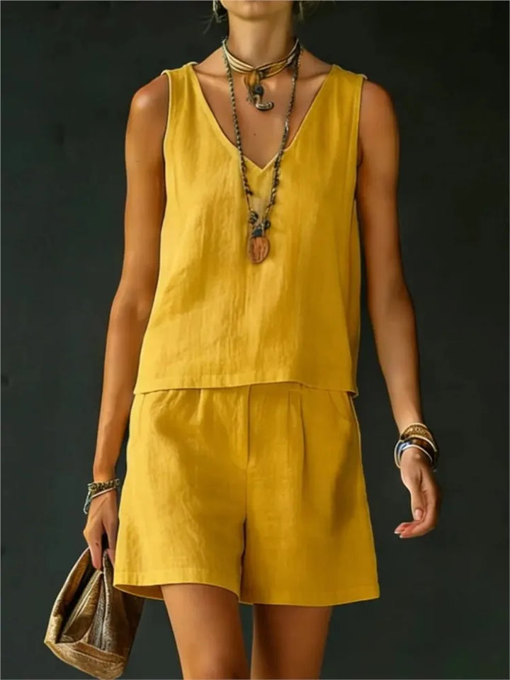 Tressia Sleeveless V Neck Short Set