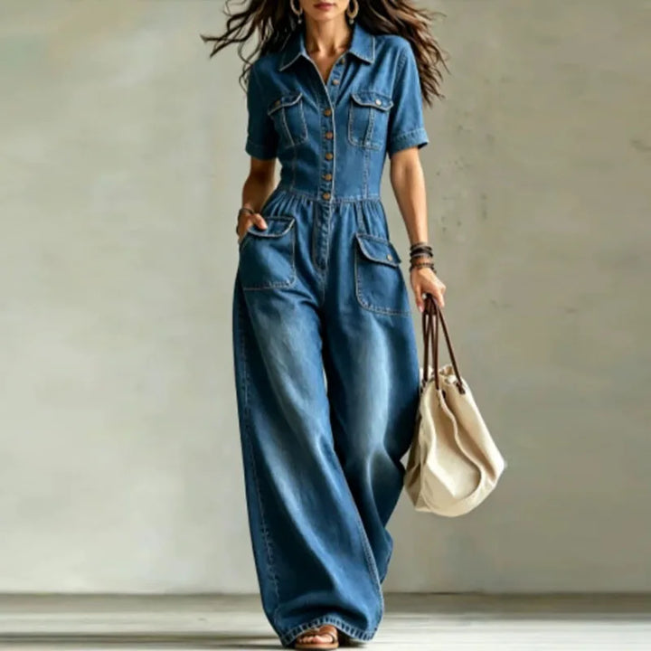 Kaya Denim Wide Leg Jumpsuit