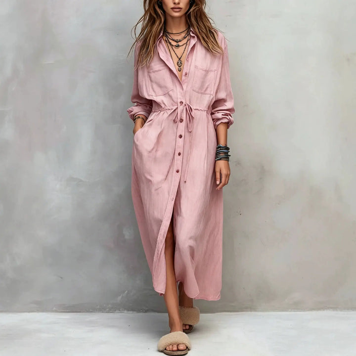Hallie Button Front Midi Dress