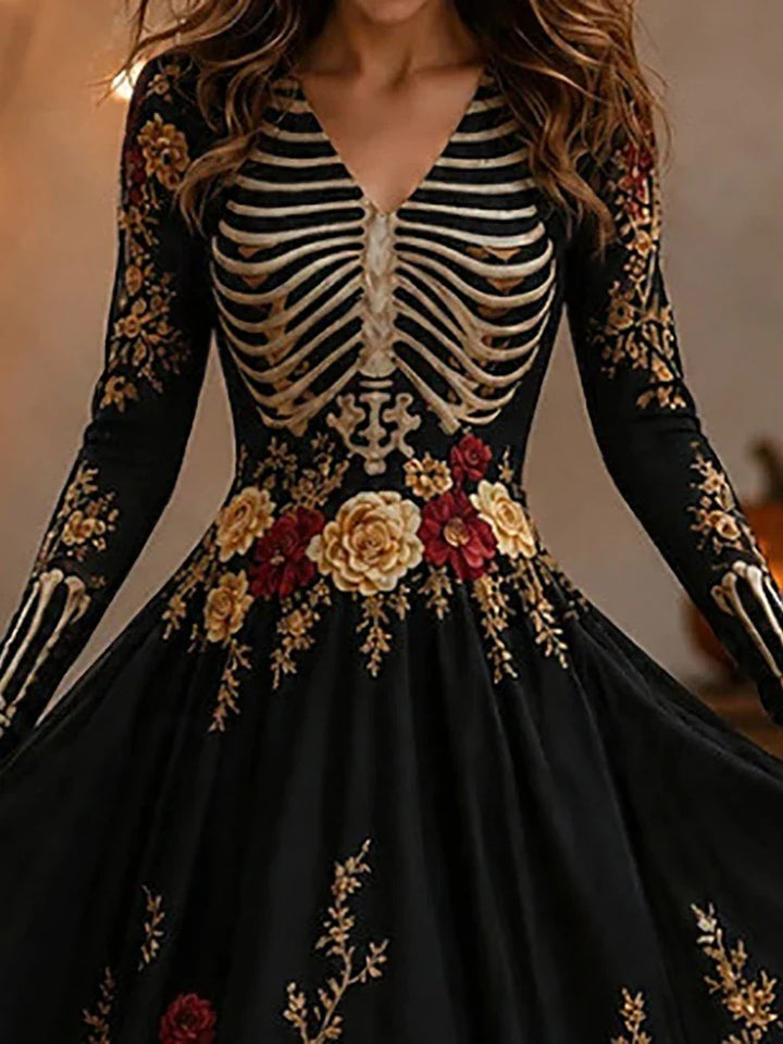 Halloway Skeleton Print Maxi Dress
