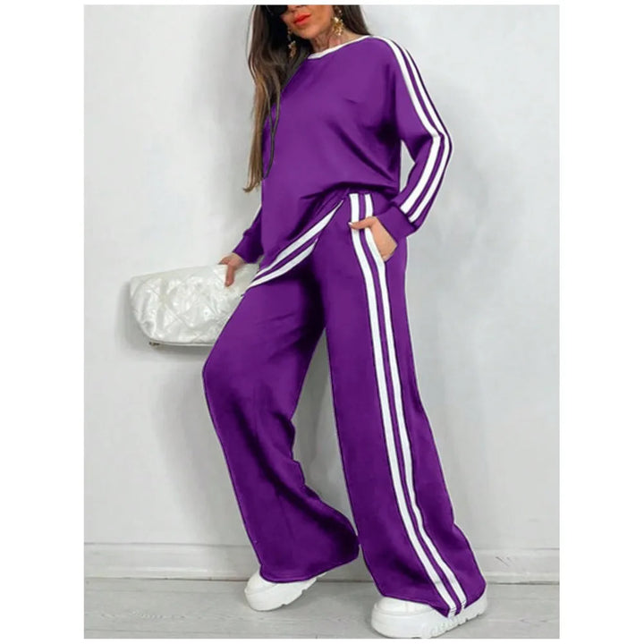 Aisha Sports Stripe Lounge Set