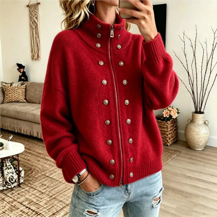 Ermine Button Front Cardigan