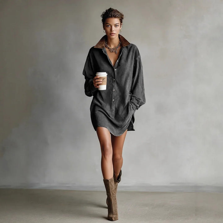 Amira Suede Mini Shirt Dress