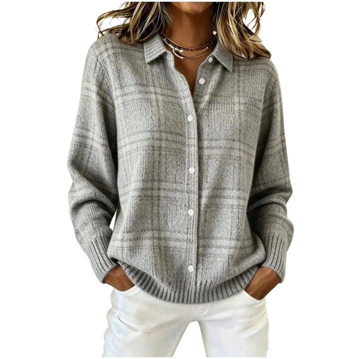 Elisabetta Plaid Button Cardigan