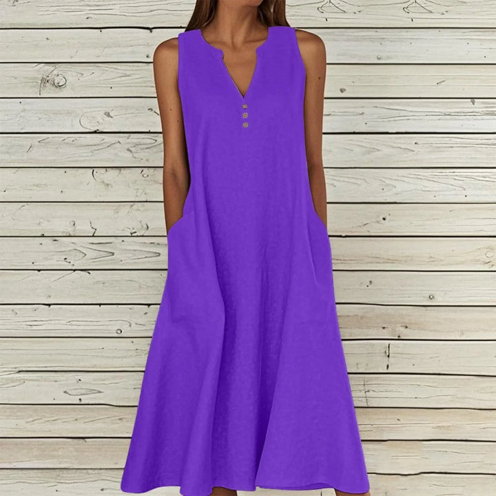 Violet Effortless V Neck Midi Dress