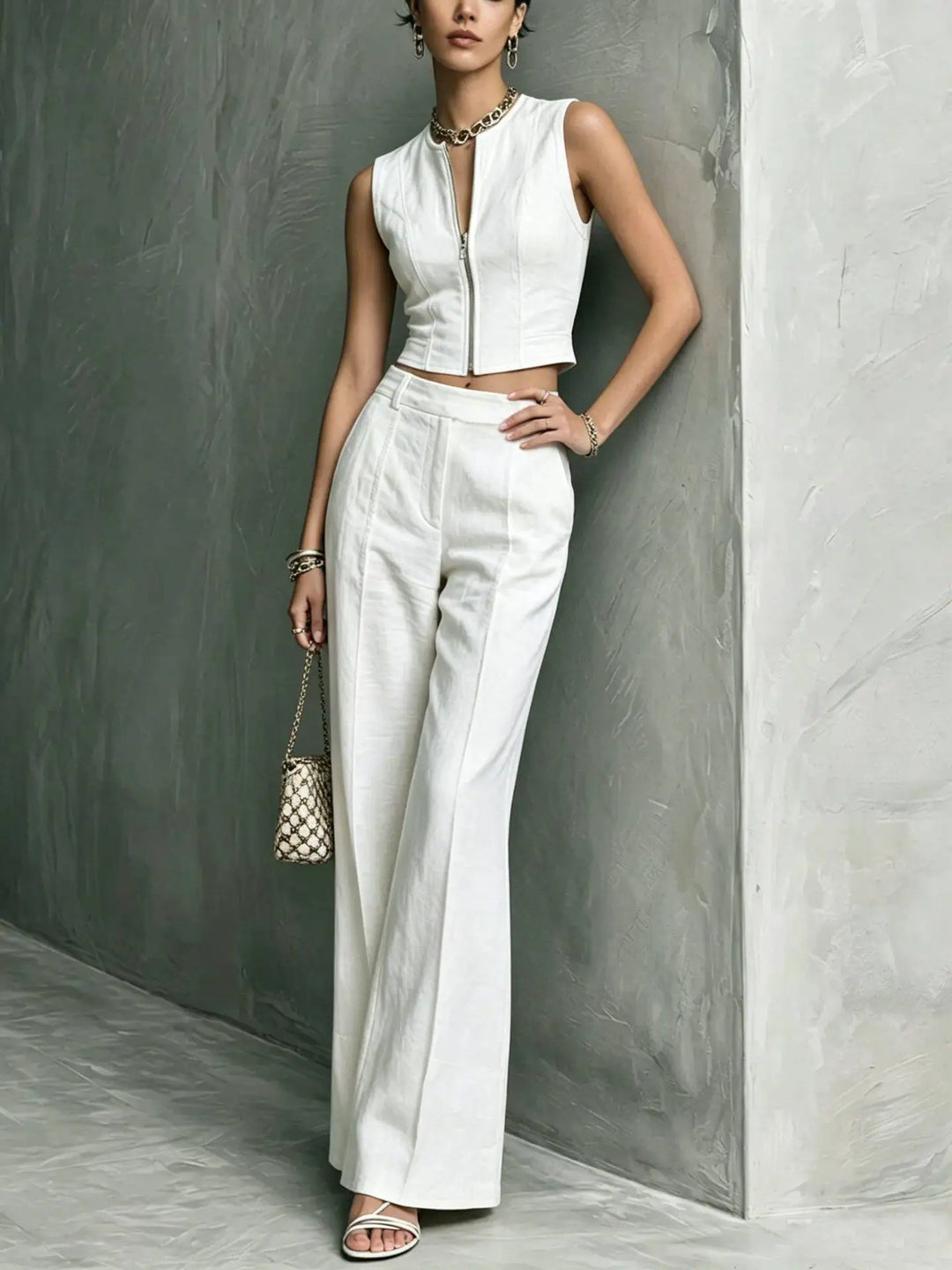 Aimee Zip Front Trouser Set